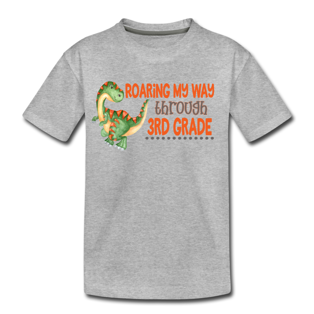 Boys Back to School Shirt Dinosaur 3rd Grader Premium T-Shirt - heather gray