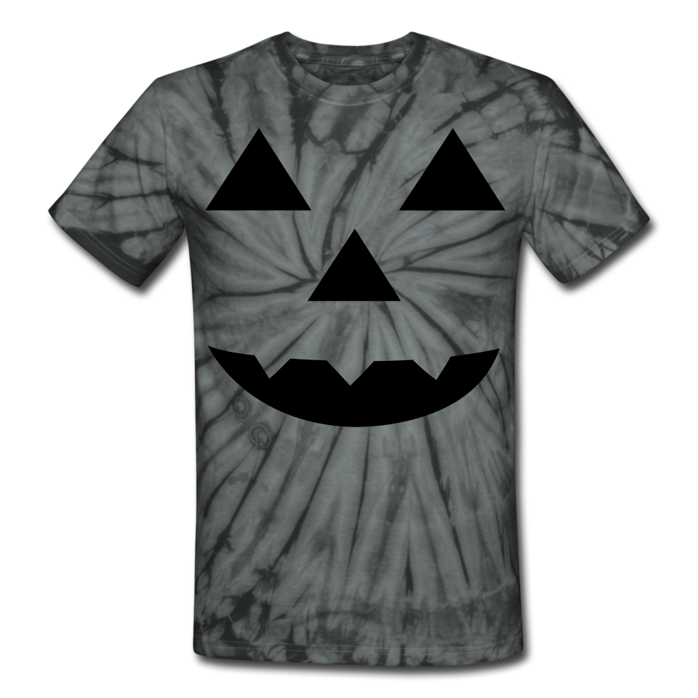 Unisex Halloween Tie Dye T-Shirt Pumpkin Face Funny Shirt - spider black
