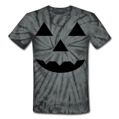Unisex Halloween Tie Dye T-Shirt Pumpkin Face Funny Shirt - spider black
