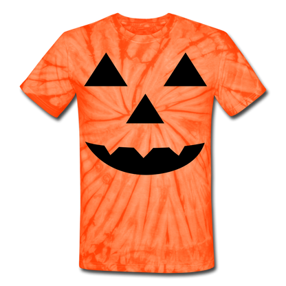 Unisex Halloween Tie Dye T-Shirt Pumpkin Face Funny Shirt - spider orange