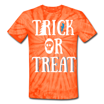 Halloween Unisex Tie Dye T-Shirt Trick or Treat Shirt Funny Shirt - spider orange