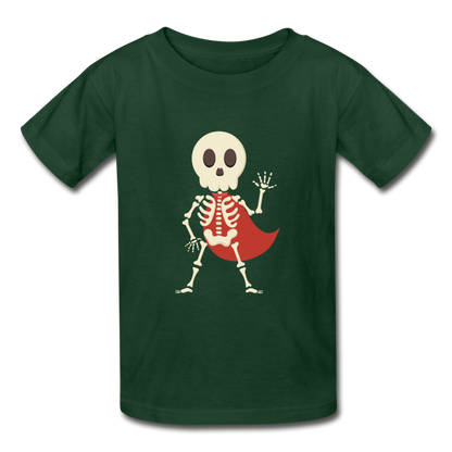 Kids Halloween Shirt, Skeleton Tee Shirt,Gildan Ultra Cotton Youth T-Shirt - forest green