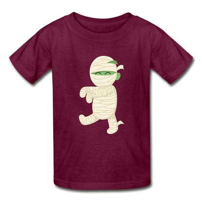 Kids Halloween Tshirt, Funny Mummy Shirt, Gildan Ultra Cotton Youth T-Shirt - burgundy