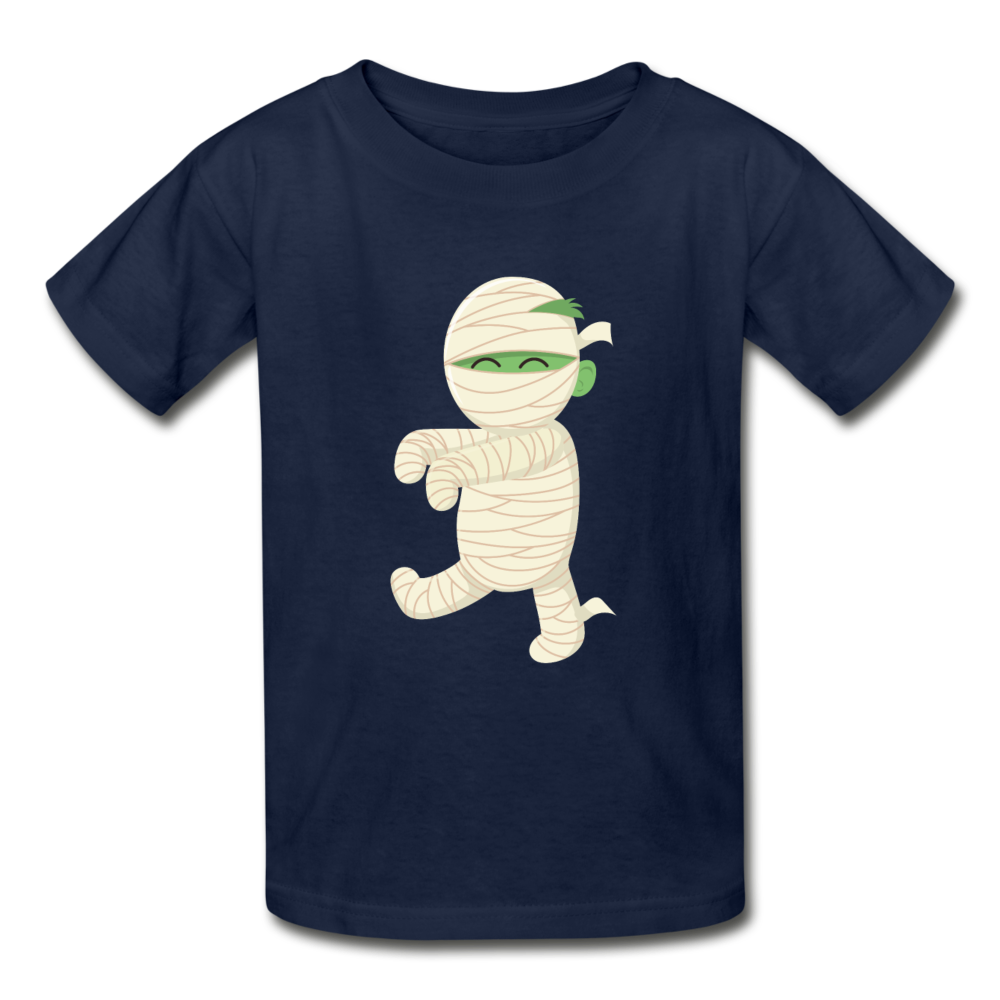Kids Halloween Tshirt, Funny Mummy Shirt, Gildan Ultra Cotton Youth T-Shirt - navy