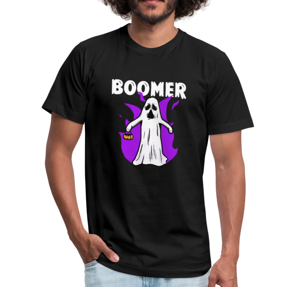 Boomer Halloween Shirt Ghost Funny T-Shirt Unisex Jersey T-Shirt by Bella + Canvas - black