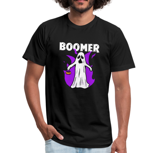 Boomer Halloween Shirt Ghost Funny T-Shirt Unisex Jersey T-Shirt by Bella + Canvas - black