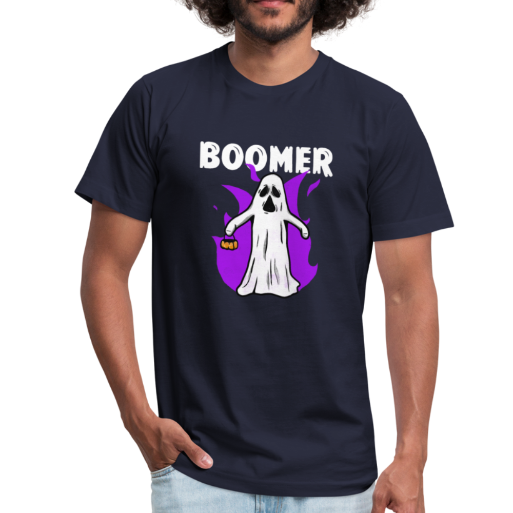 Boomer Halloween Shirt Ghost Funny T-Shirt Unisex Jersey T-Shirt by Bella + Canvas - navy