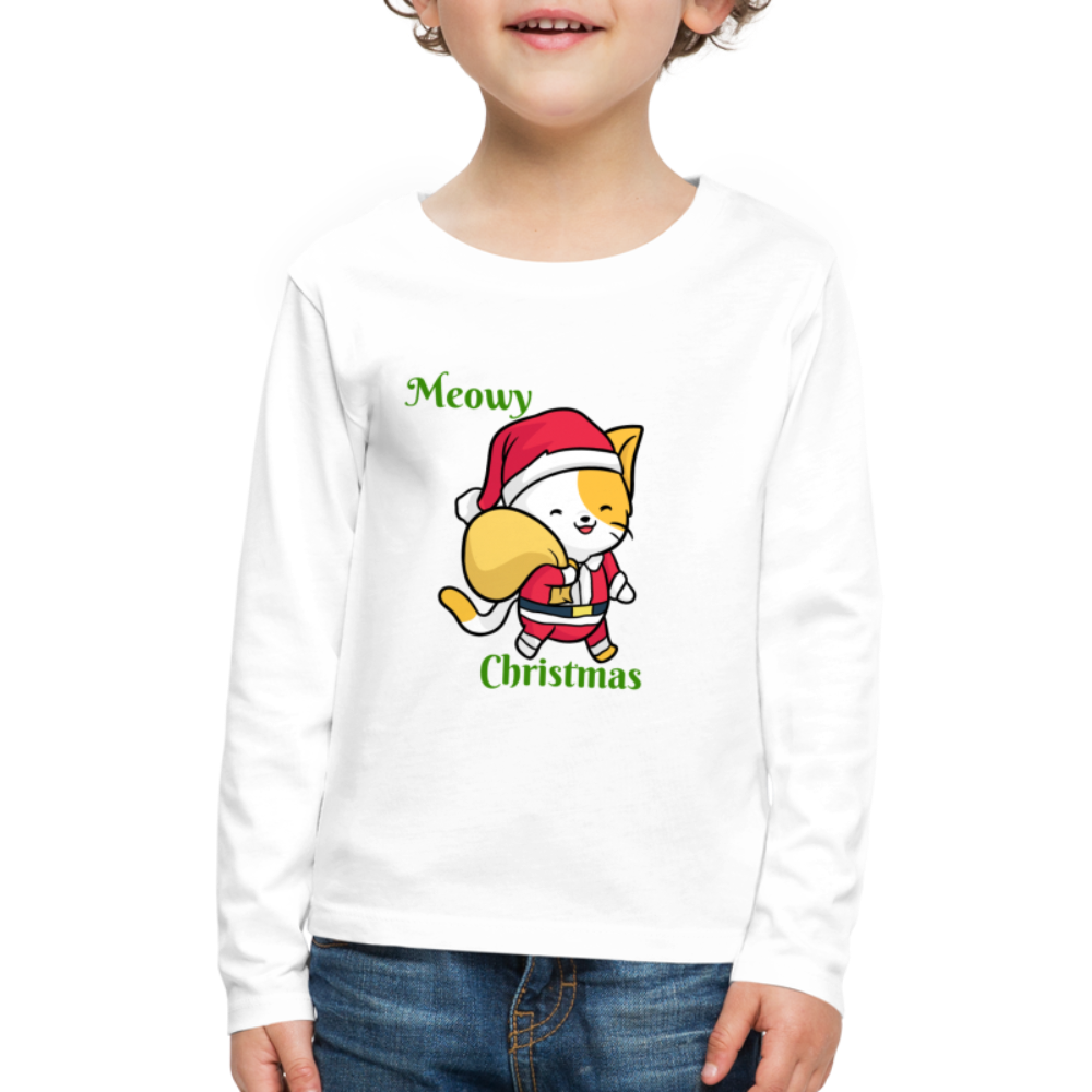 Kids Meowy Christmas Shirt Christmas Cat T-shirt Gift Funny - white