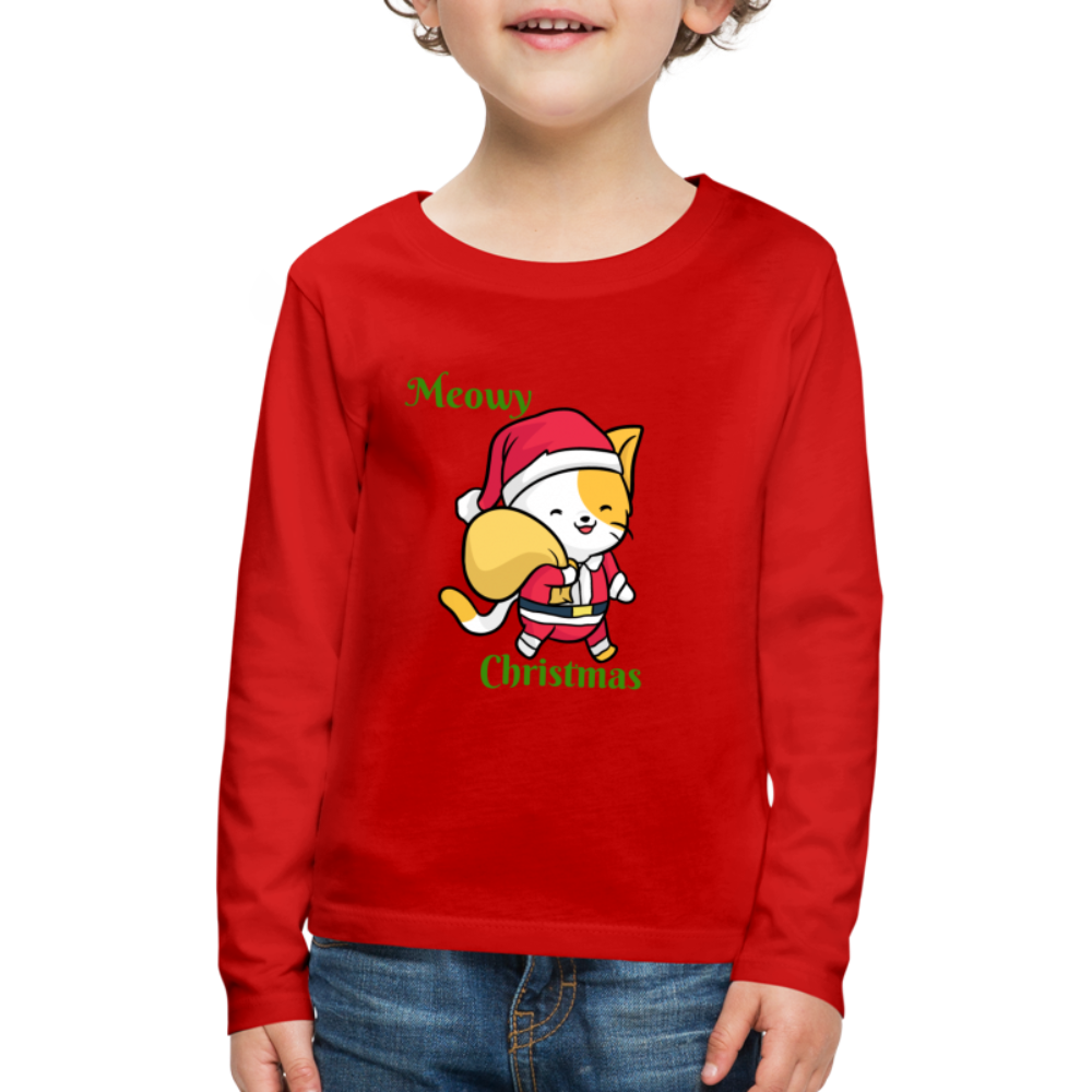 Kids Meowy Christmas Shirt Christmas Cat T-shirt Gift Funny - red