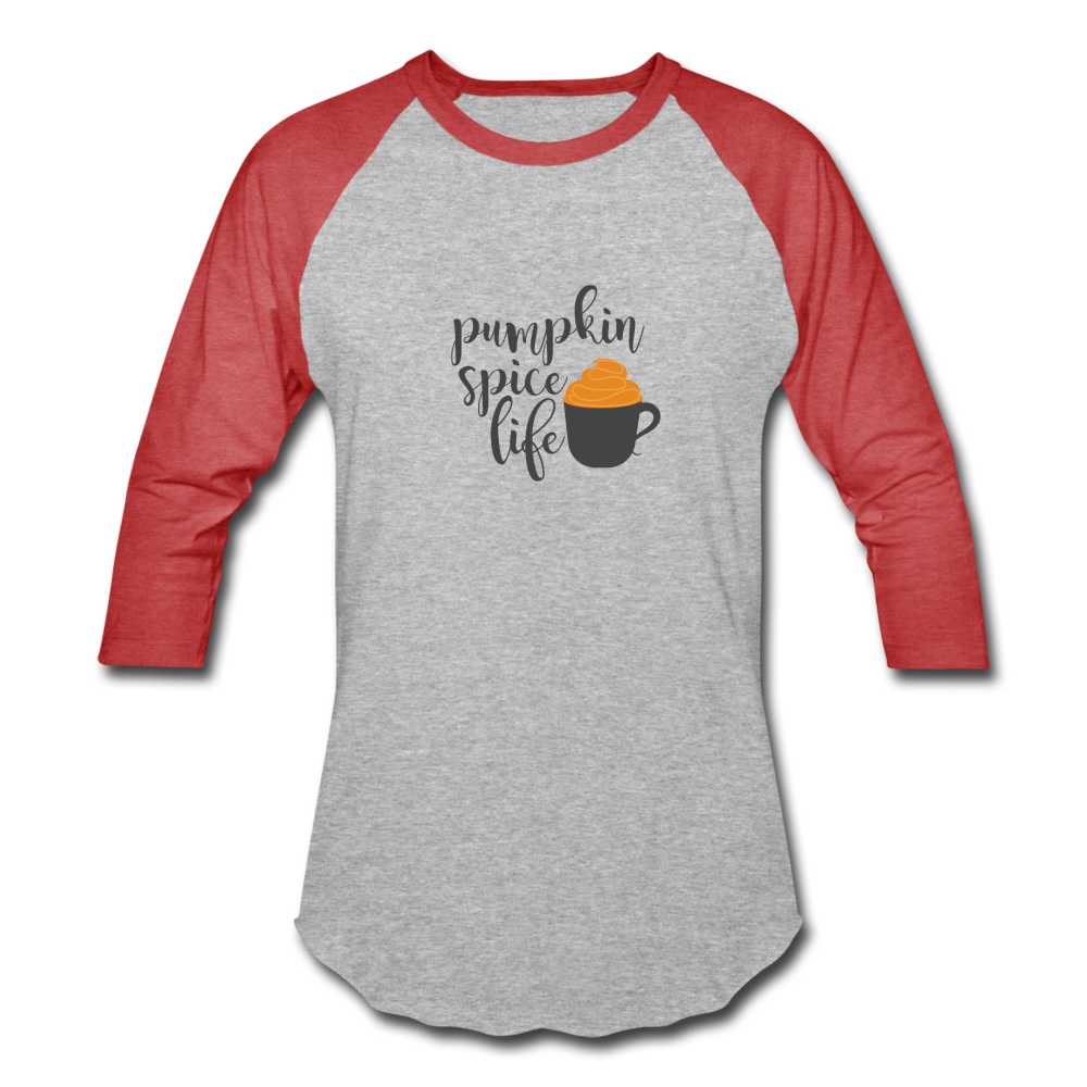 Pumpkin Spice Life Fall Shirt Women Raglan Baseball - heather gray/red