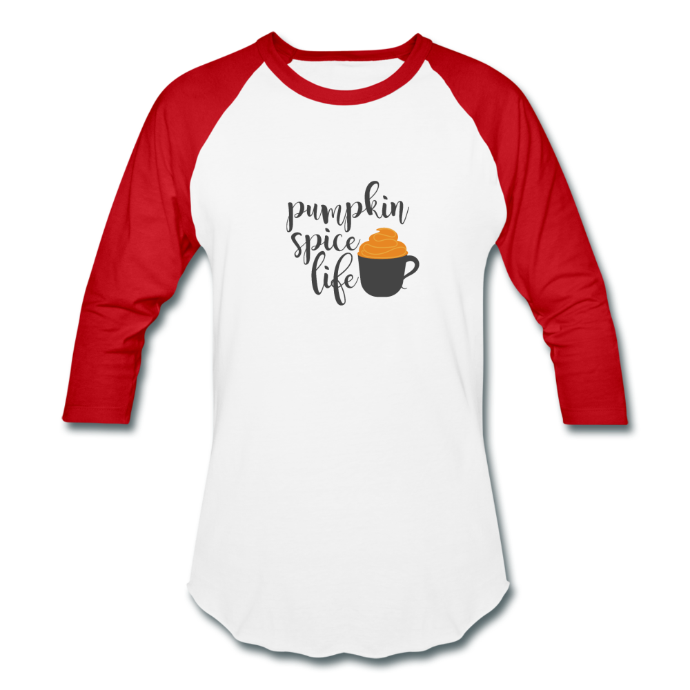Pumpkin Spice Life Fall Shirt Women Raglan Baseball - white/red