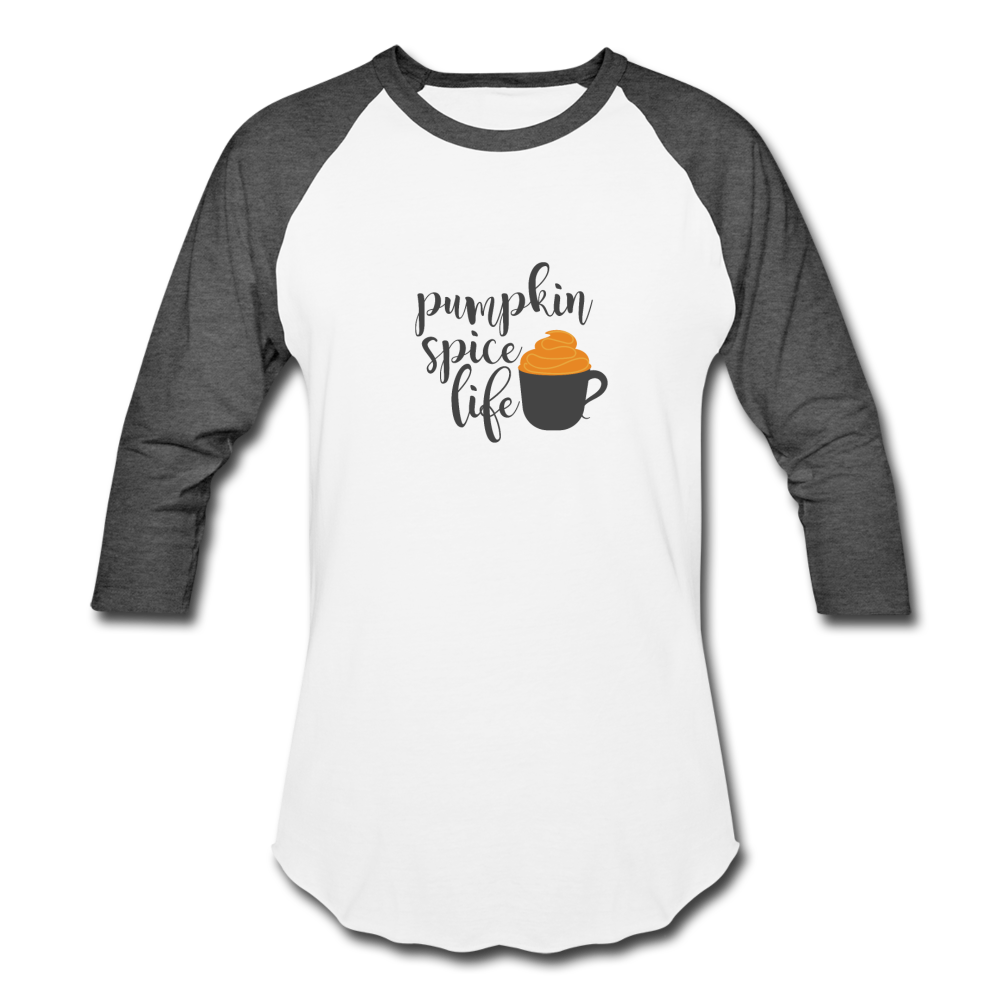 Pumpkin Spice Life Fall Shirt Women Raglan Baseball - white/charcoal