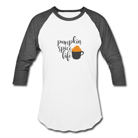Pumpkin Spice Life Fall Shirt Women Raglan Baseball - white/charcoal