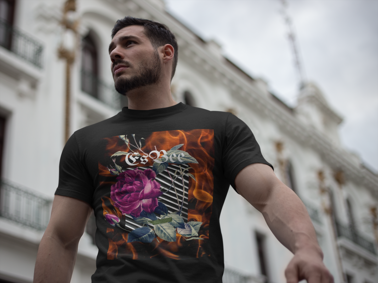 Rose Streetwear Shirt for Men Women, Abstract Shirt, Black T-shirt,
