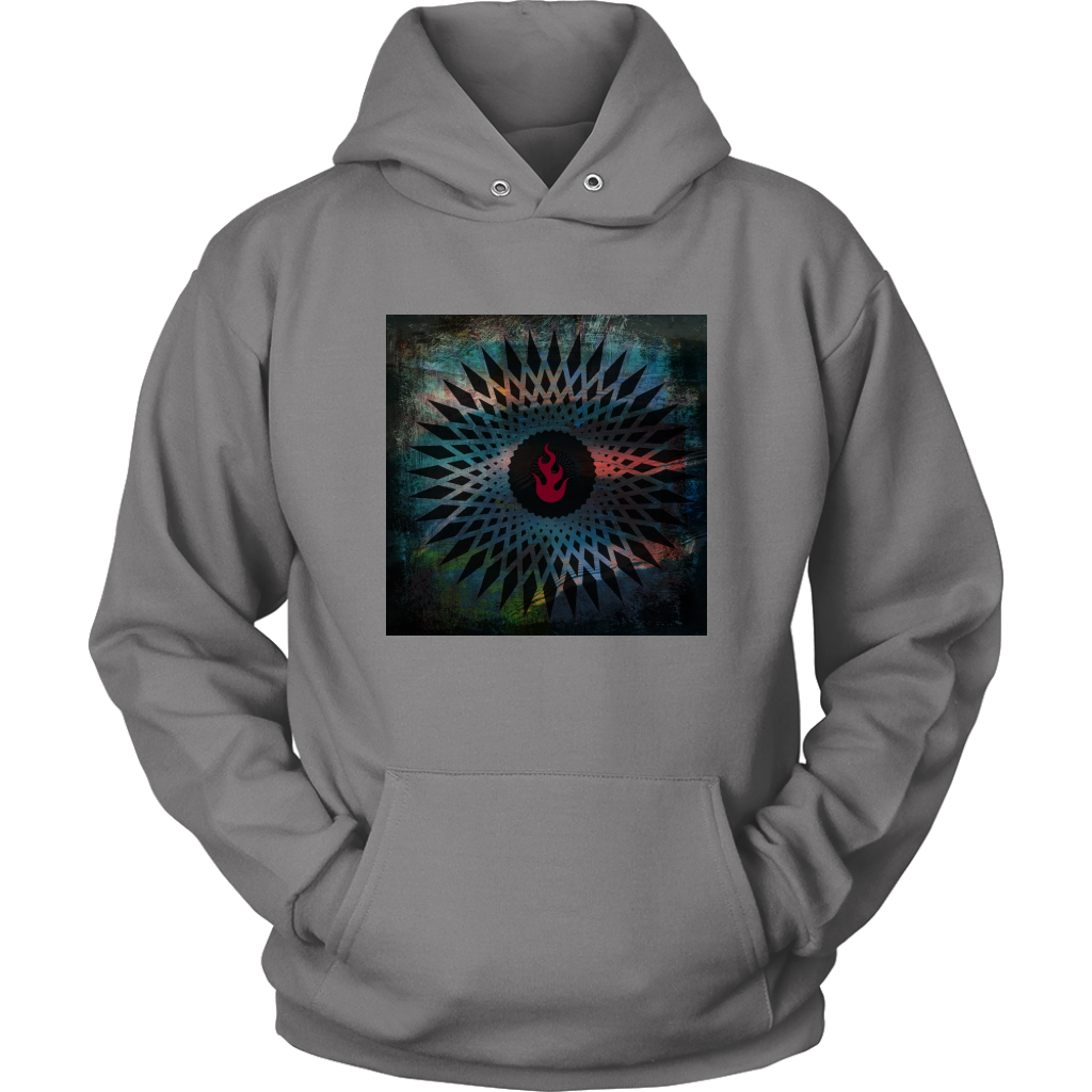 Gray hoodie signature geometric design