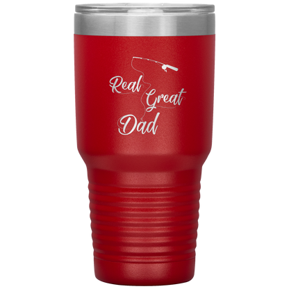 Fishing Tumbler Cup for Dad, Real Great Dad Tumbler Gift for Papa Dad Daddy Grandpa Father's Day Gift
