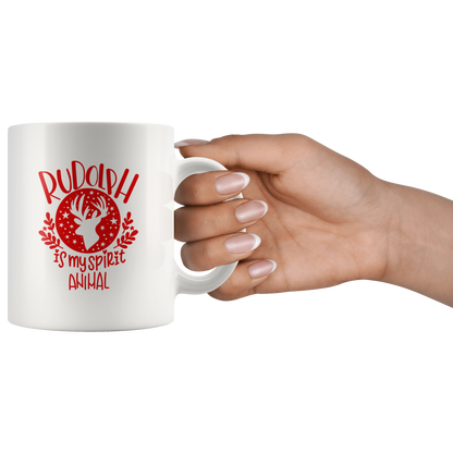 Christmas Coffee Mug Rudolph is my Spirit Animal Christmas Gift Custom Mug