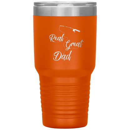 Fishing Tumbler Cup for Dad, Real Great Dad Tumbler Gift for Papa Dad Daddy Grandpa Father's Day Gift