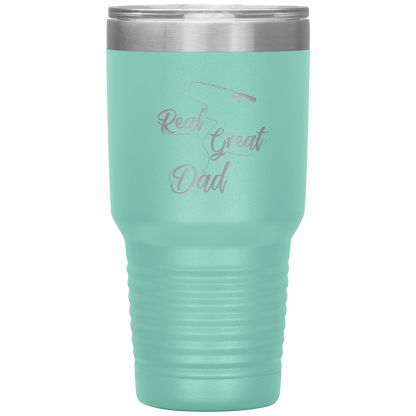 Fishing Tumbler Cup for Dad, Real Great Dad Tumbler Gift for Papa Dad Daddy Grandpa Father's Day Gift