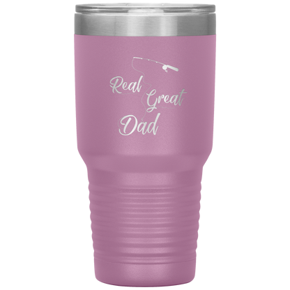 Fishing Tumbler Cup for Dad, Real Great Dad Tumbler Gift for Papa Dad Daddy Grandpa Father's Day Gift