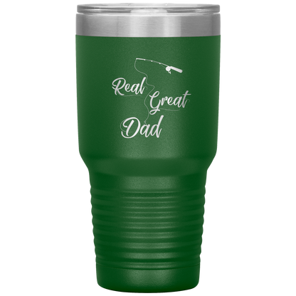 Fishing Tumbler Cup for Dad, Real Great Dad Tumbler Gift for Papa Dad Daddy Grandpa Father's Day Gift