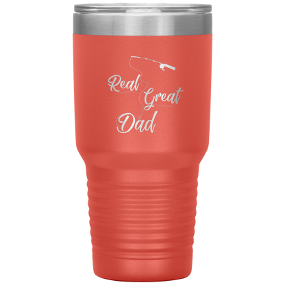 Fishing Tumbler Cup for Dad, Real Great Dad Tumbler Gift for Papa Dad Daddy Grandpa Father's Day Gift