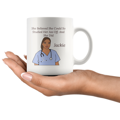 Black Nurse Coffee Mug Black Excellence Gift for Nurse Personalized Mug Nurse Graduate